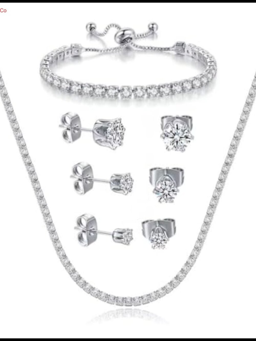 18K Gold Plated Rhinestone Bridal Jewelry Set Necklace Bracelet Earrings
